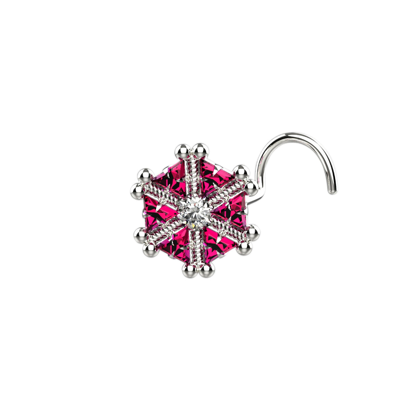 Crystal Ruby Stone Prong Setting Tiny Nose Stud