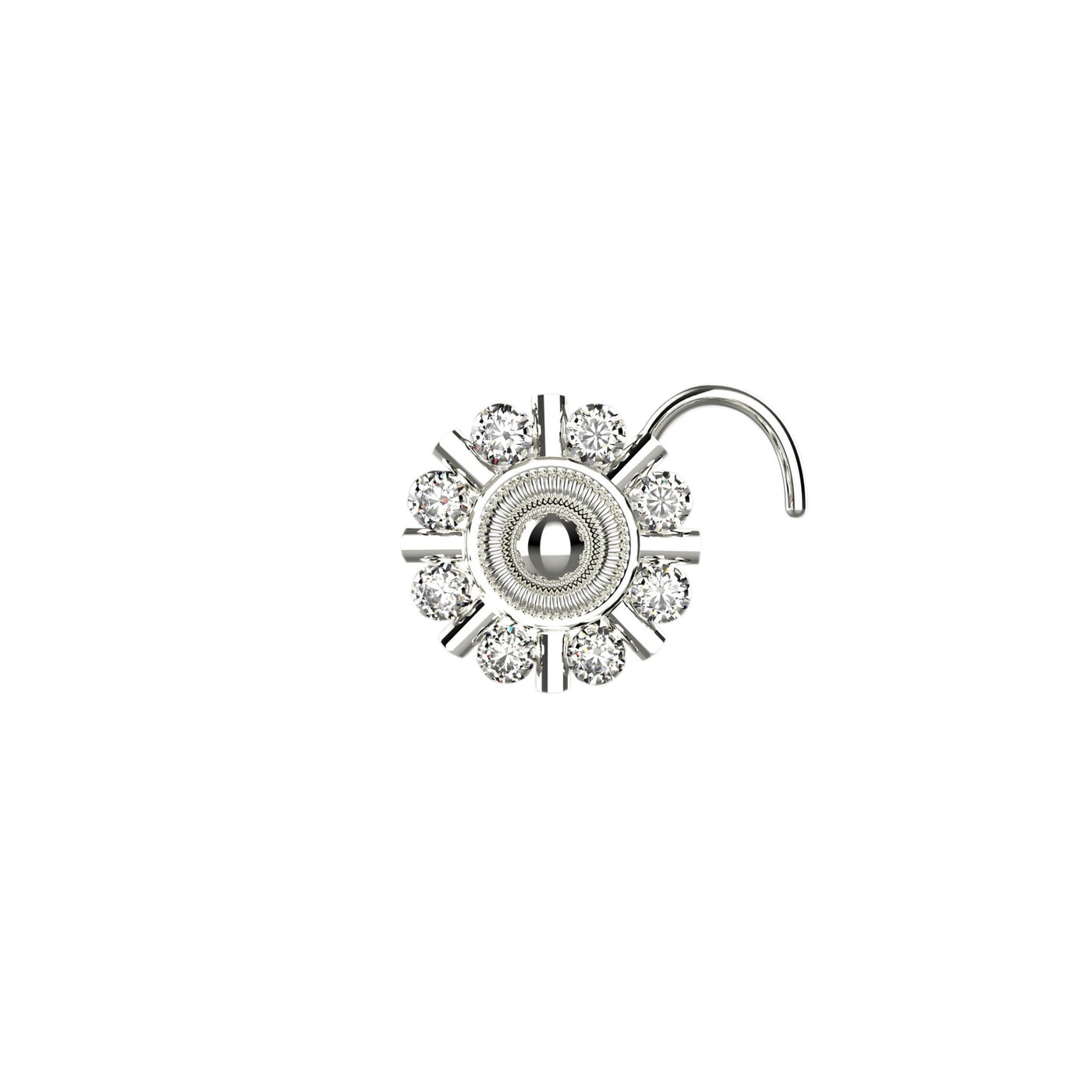 Prong Setting Cubic Zircon Stone Indian Nose Stud