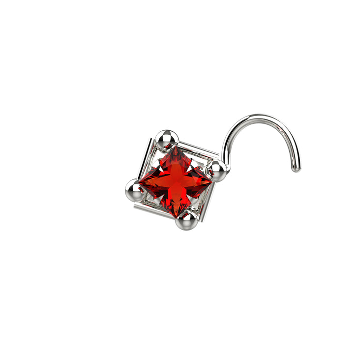 red garnet silver nose rings