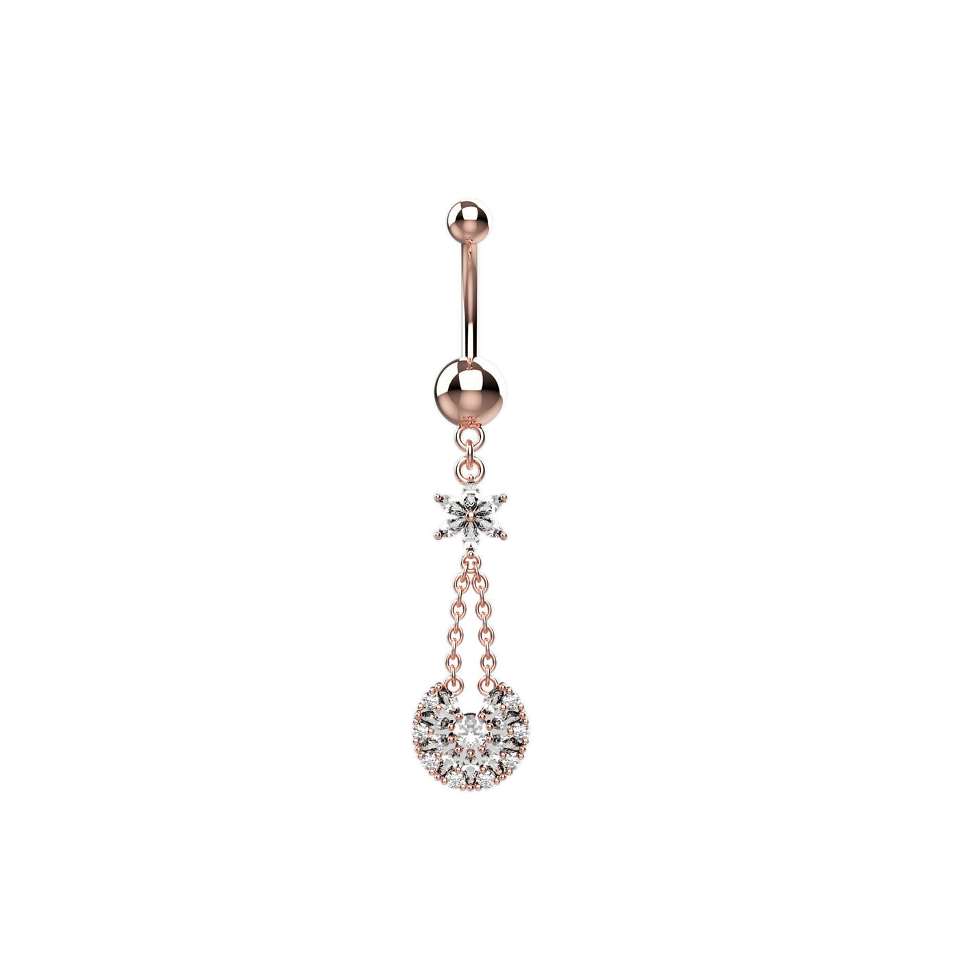14G Champagne Gems Dangle Belly Button Ring