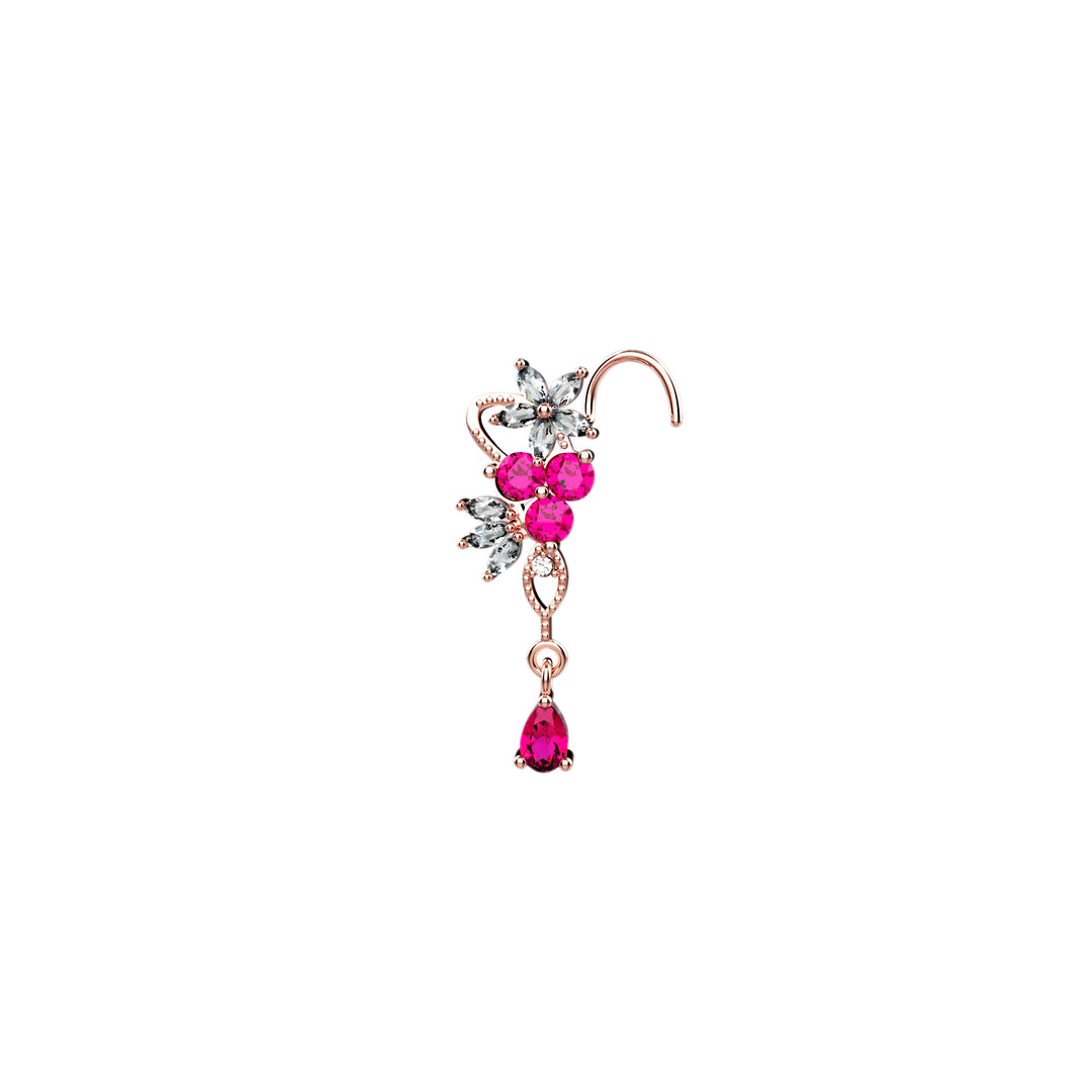 Gold dangle nose stud