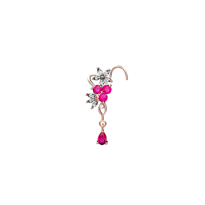 Gold dangle nose stud