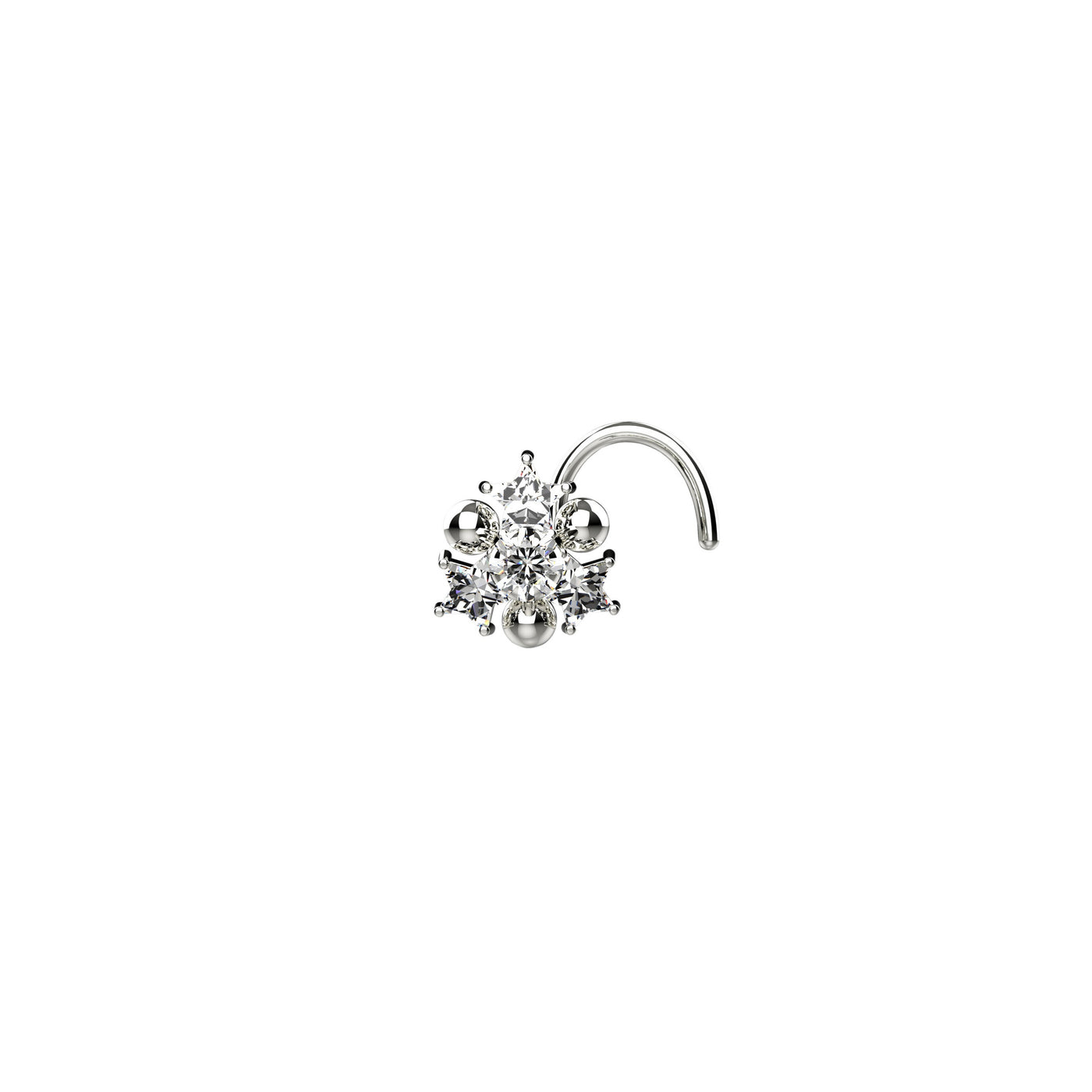 silver beaded diamond nose ring hoop