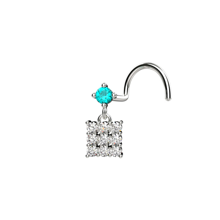 Blue Topaz gems dangle nose rings 