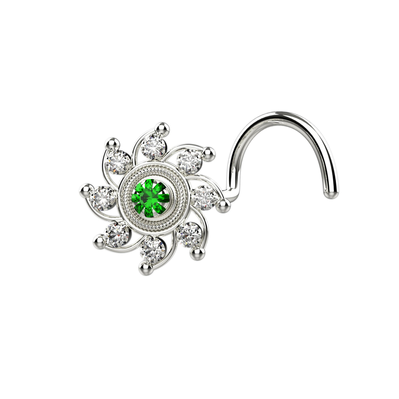 sterling silver flower nose studs