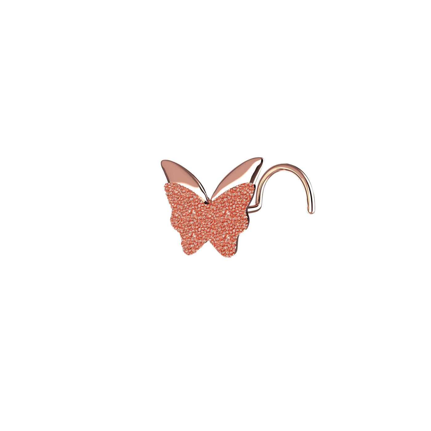 Emboss Design Butterfly Gold Plated Nose Ring