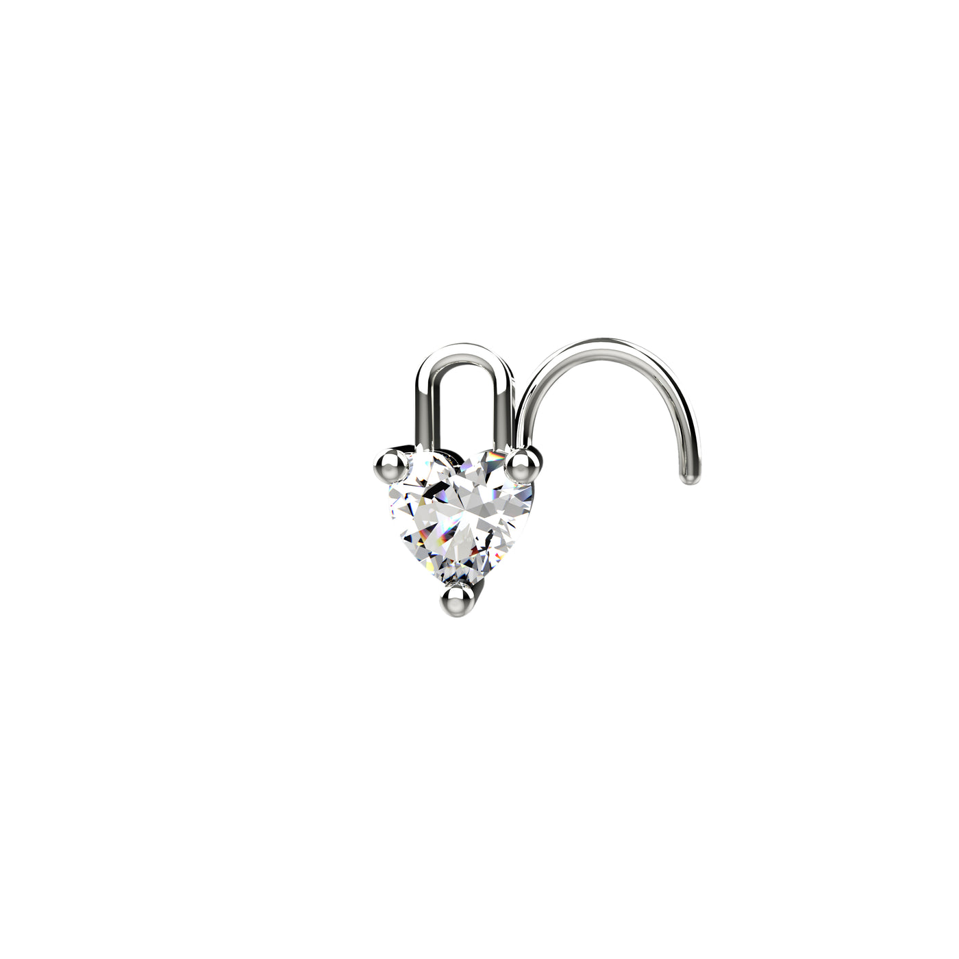 Crystal Clear Heart Lock Nose Pin