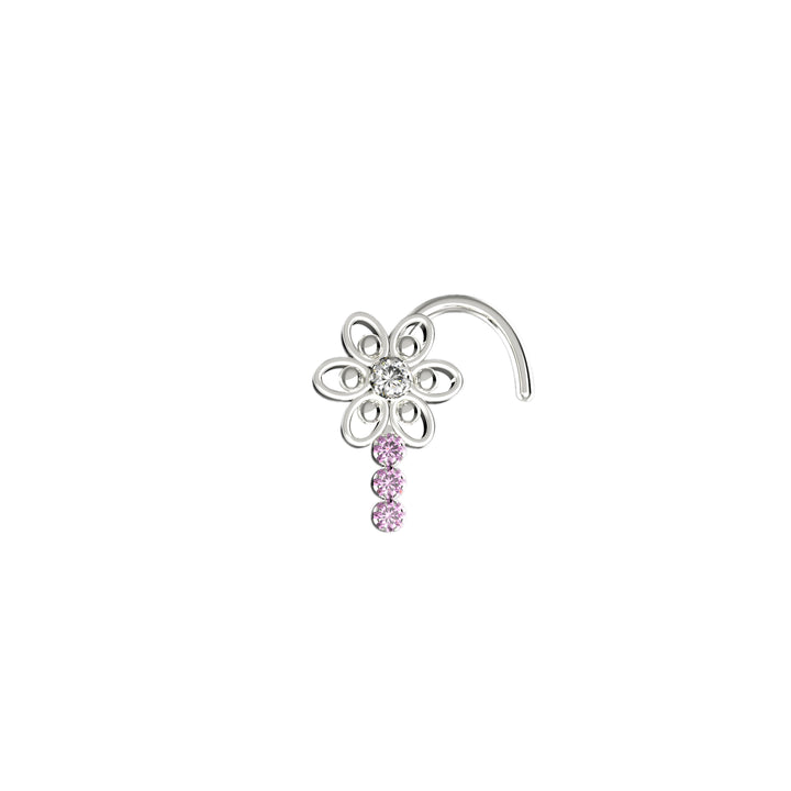 flower flat back nose pin stud