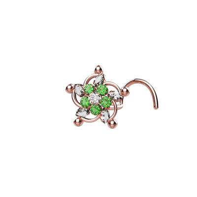 clear green stone trendy nose pin