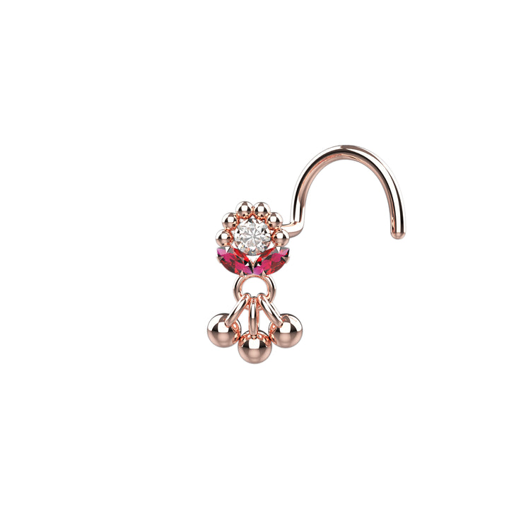 L-Shaped Ruby Nose Piercing Jewelry