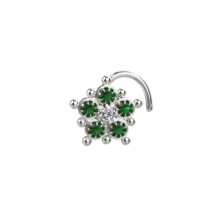 emerald gems ethnic nose studs