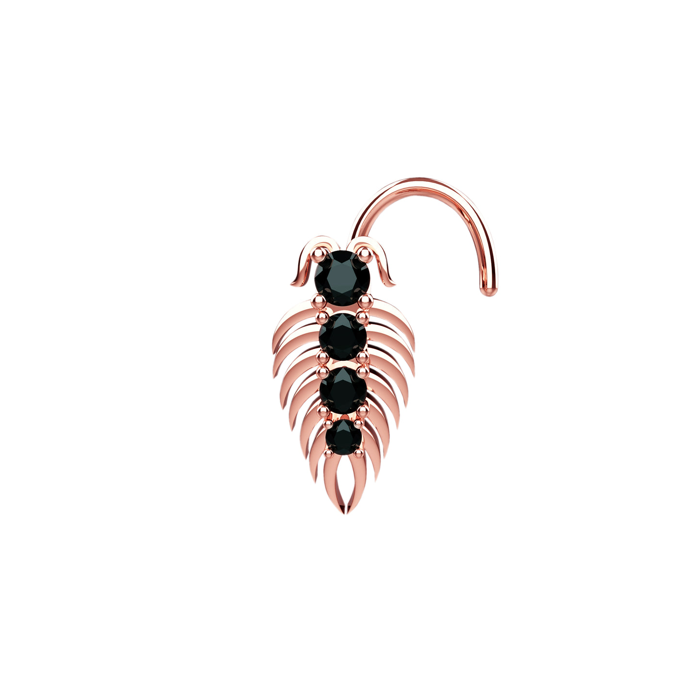 Millipedes Black Onyx Gold Nose Stud