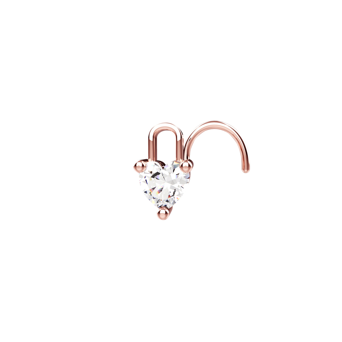 Crystal Clear Heart Lock Nose Pin