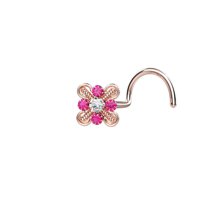 14k Gold Plated Indian Ruby Nose Pin