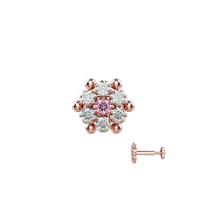 Dainty nose jewelry with pink stone