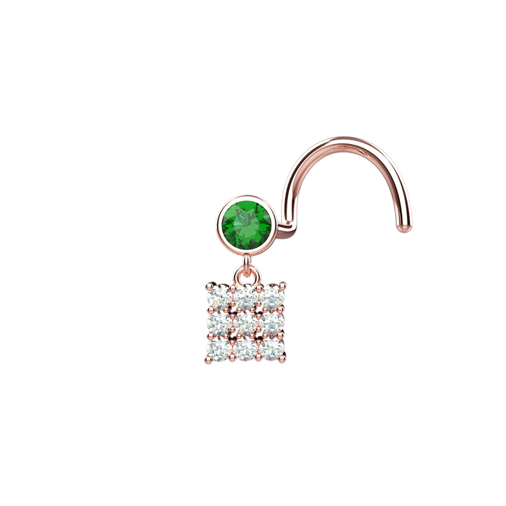 Dainty emerald nose ring