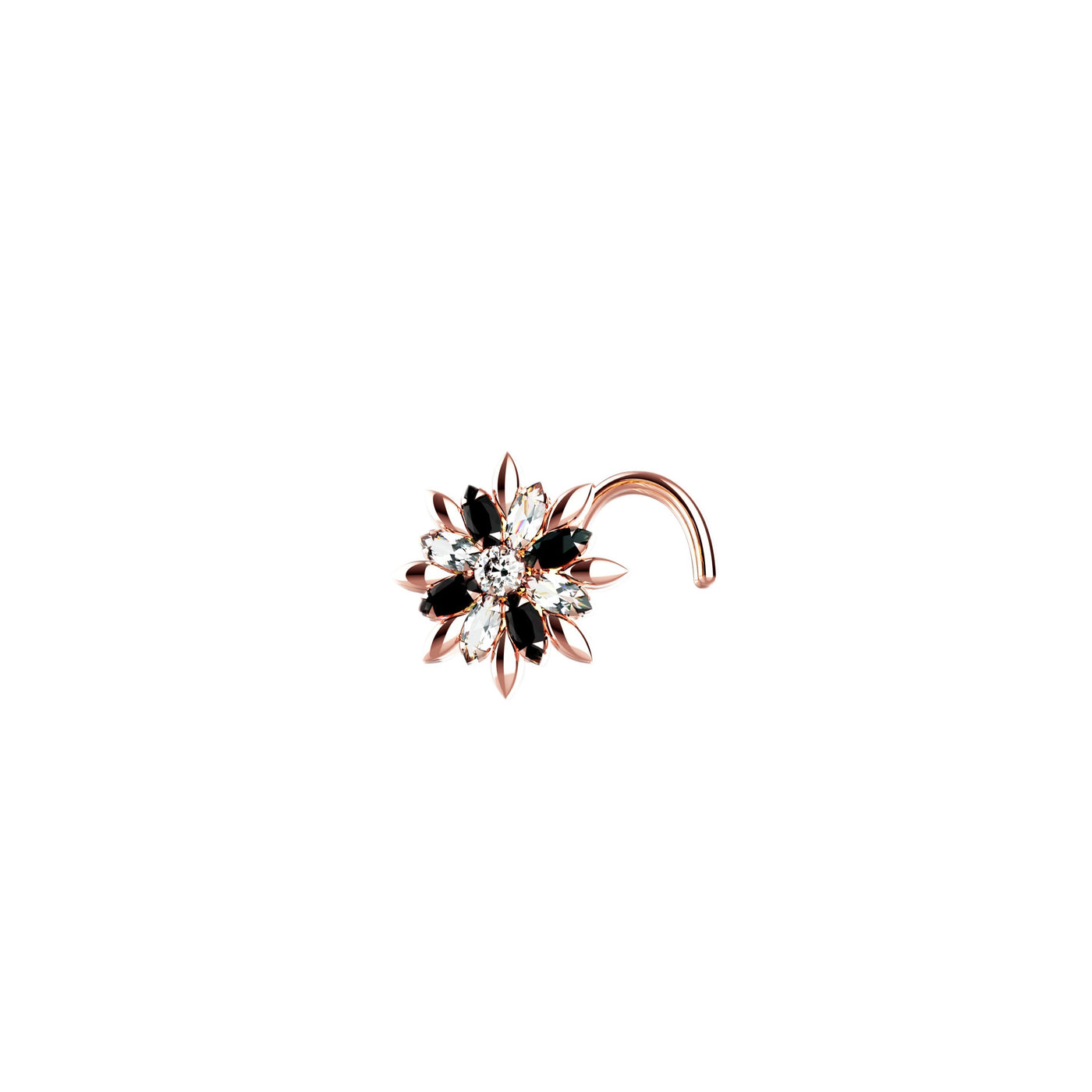 22K Yellow Gold Plated Crystal Clear Flower Nose Stud