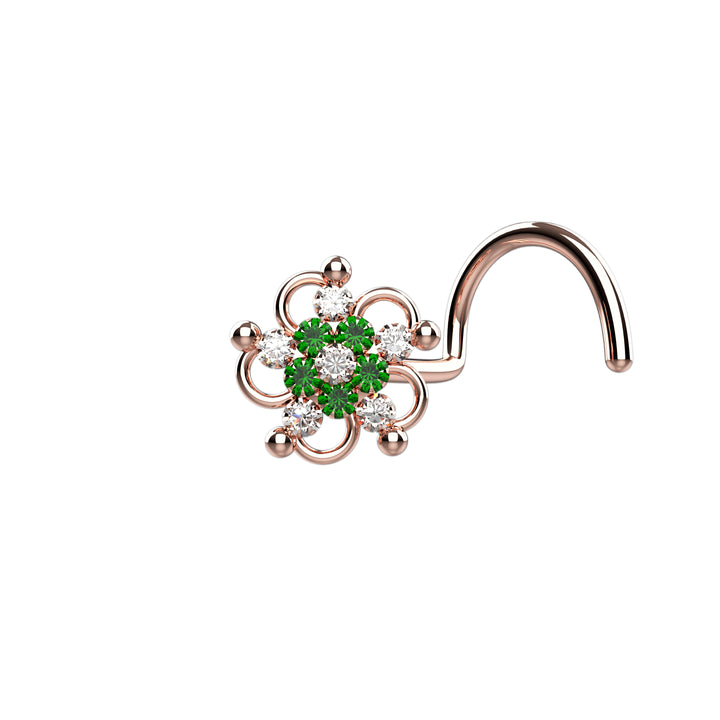 emerald gemstone nose stud