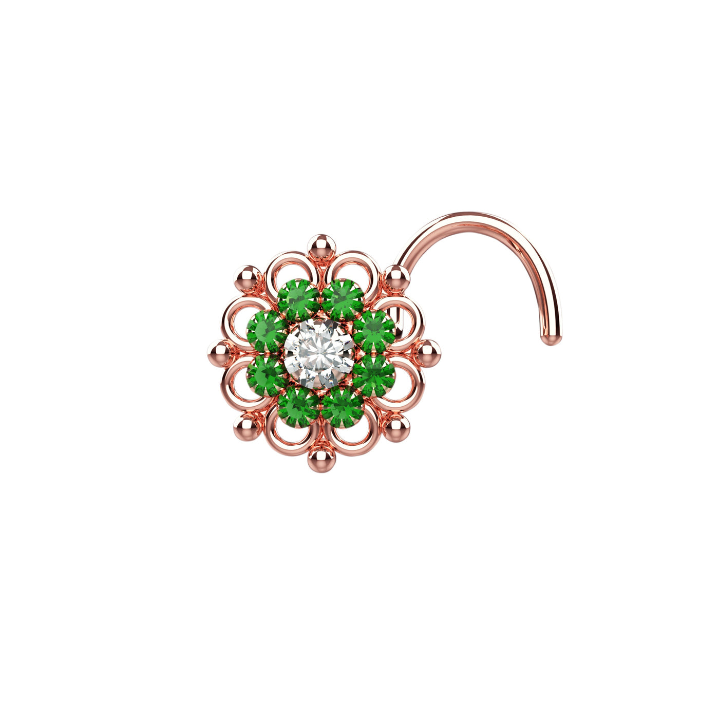 Indian Ethnic Gold Plated Flower Nose Pin