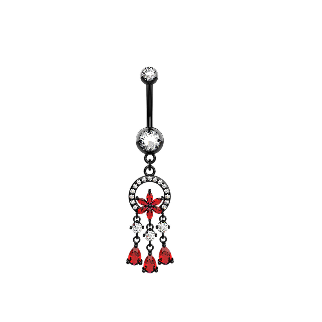 Flower Dangling Belly Button Ring