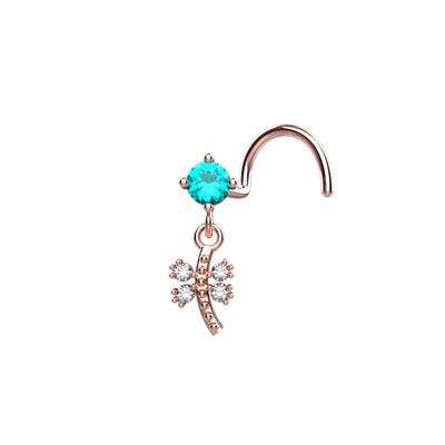Blue Sapphire Butterfly Dangle Nose Stud