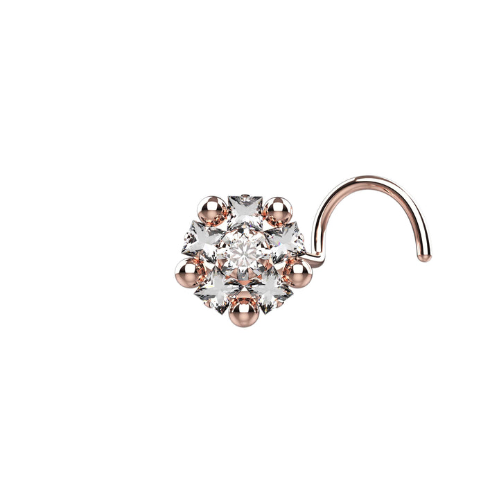 Boho daisy flower rose gold nose stud