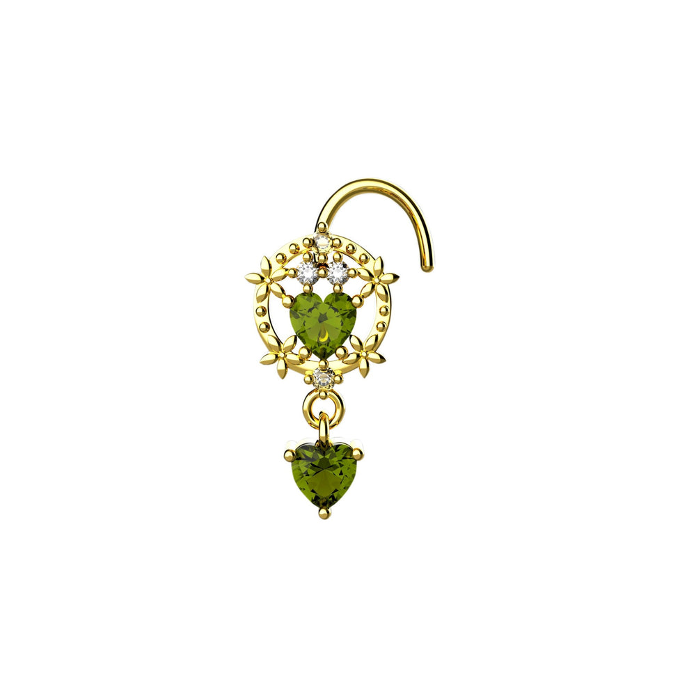 peridot gems dangle nose studs