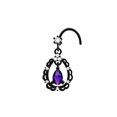 amethyst stone dangle nose ring