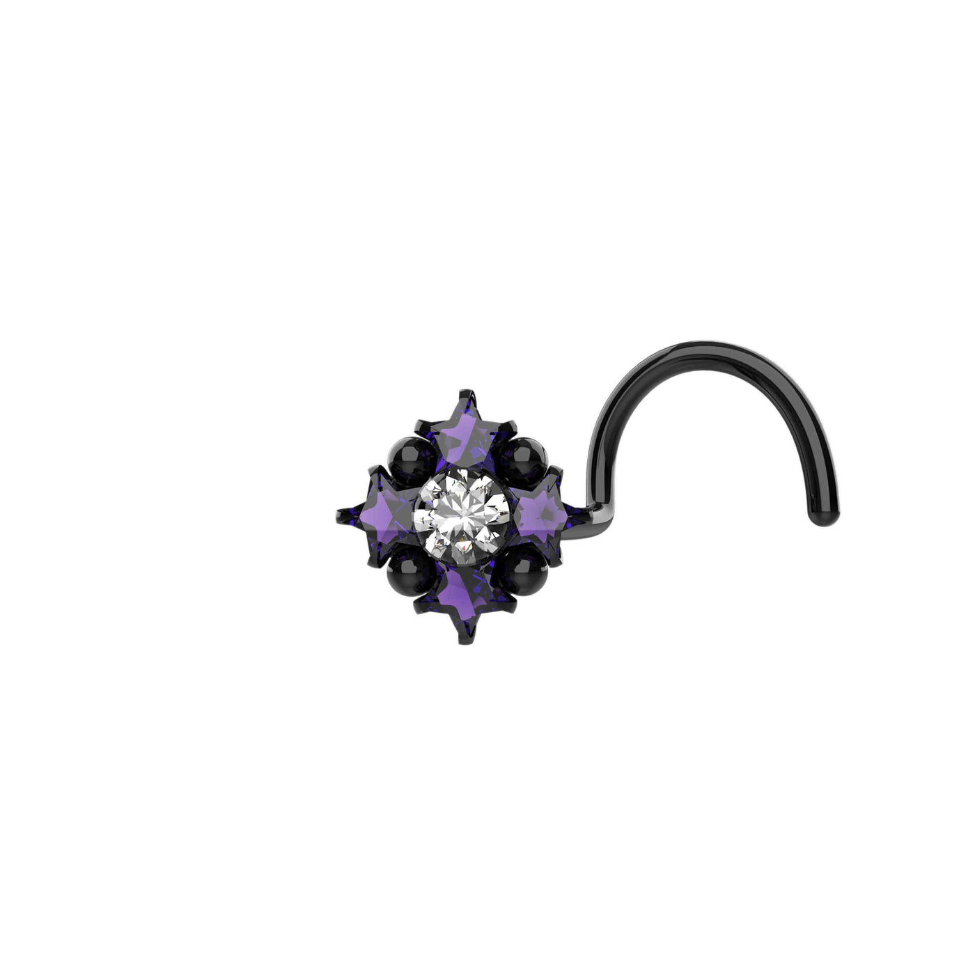 Blue Sapphire Small Flower Nose Pin