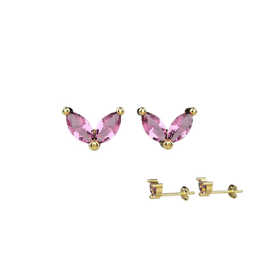 Silver earrings with ruby and pink stones