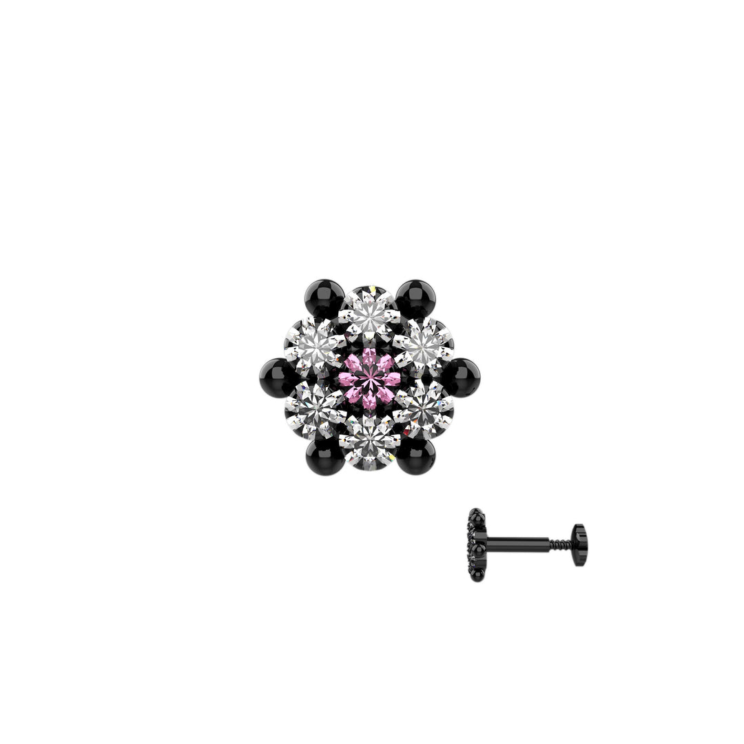 Small pink gemstone nose stud