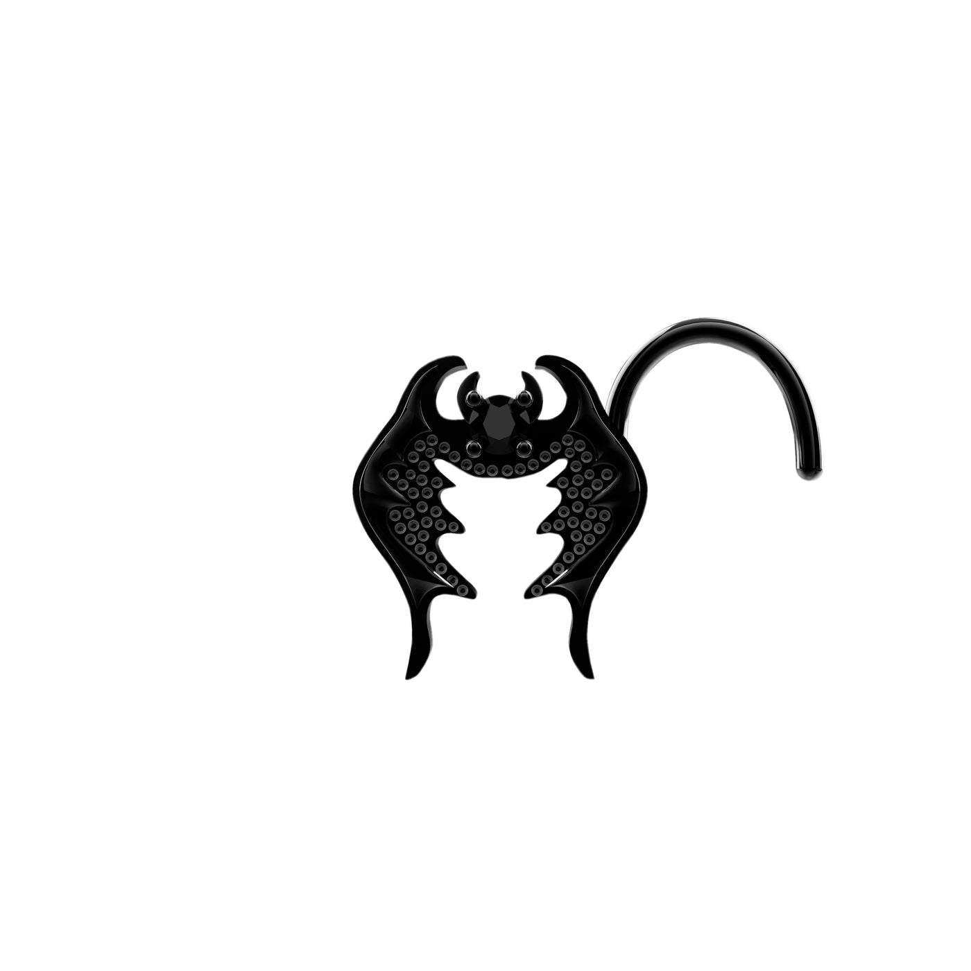 Black Onyx Gold Bat 2.0 Nose Pin