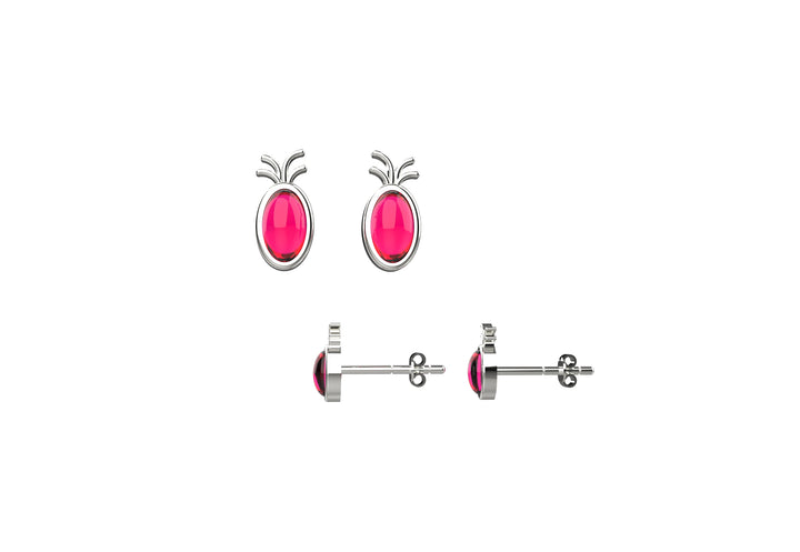 14kt Gold Plated Ruby Gems Pineapple Earrings