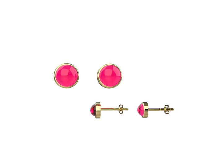 5mm Ruby Gems Gold Stud Earrings for Women
