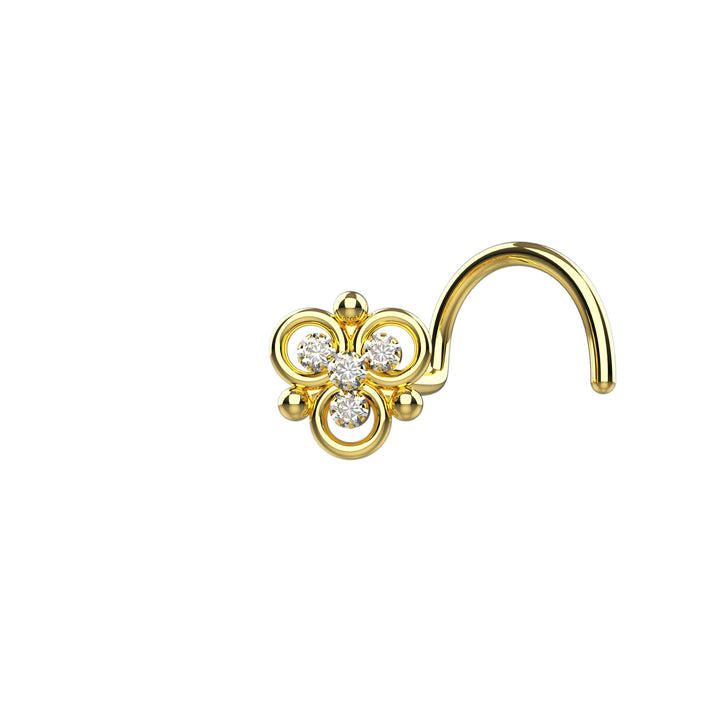 Delicate flower nose stud gold