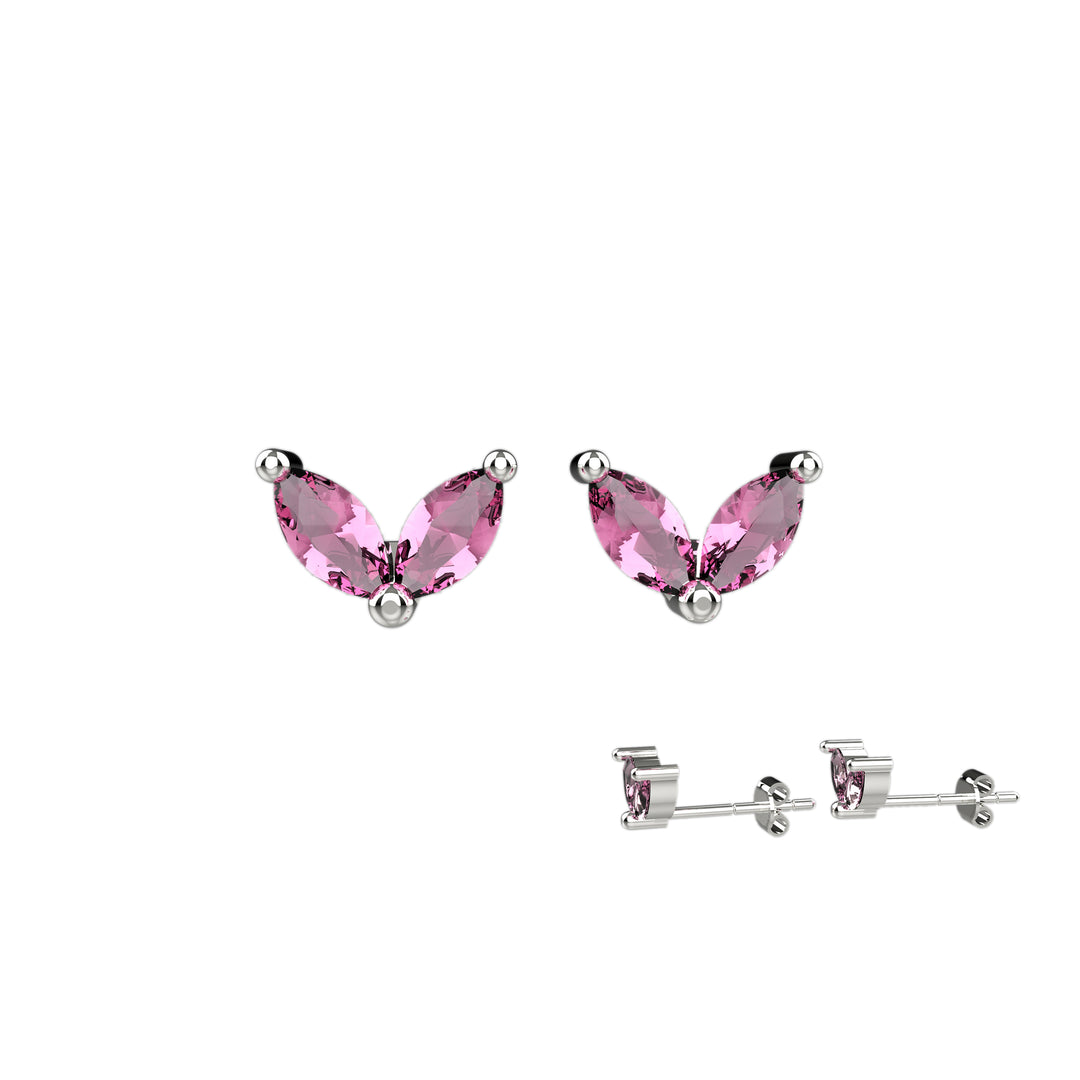 Ruby and pink stud earrings silver & gold