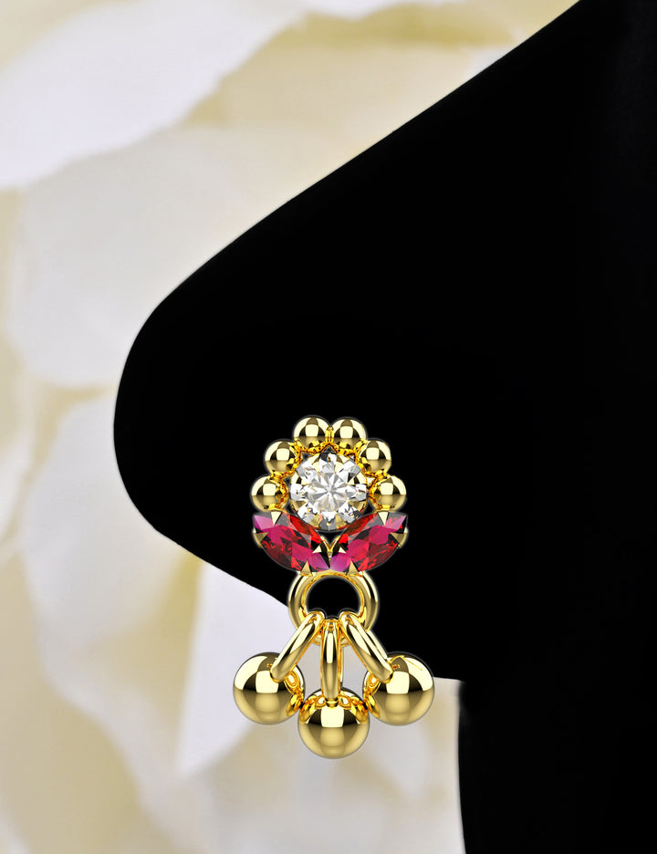 20G L-Bend Nose Stud with Ruby Stone