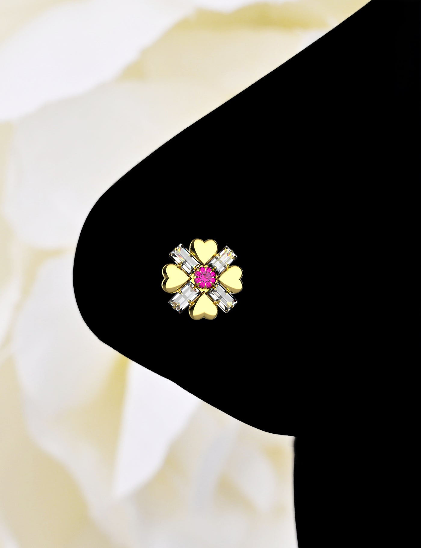 clear ruby sapphire flower nose stud