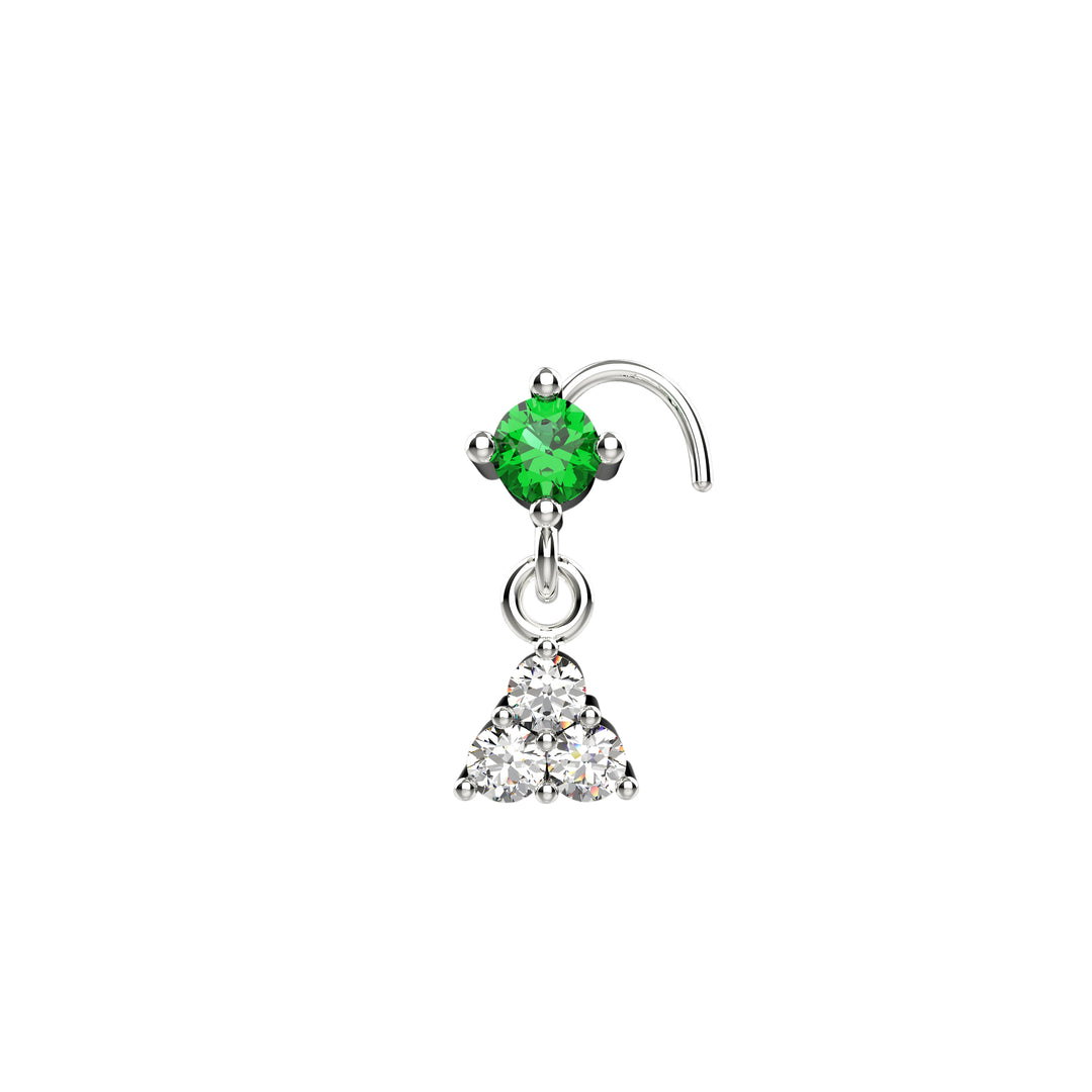 emerald stone dangle nose stud