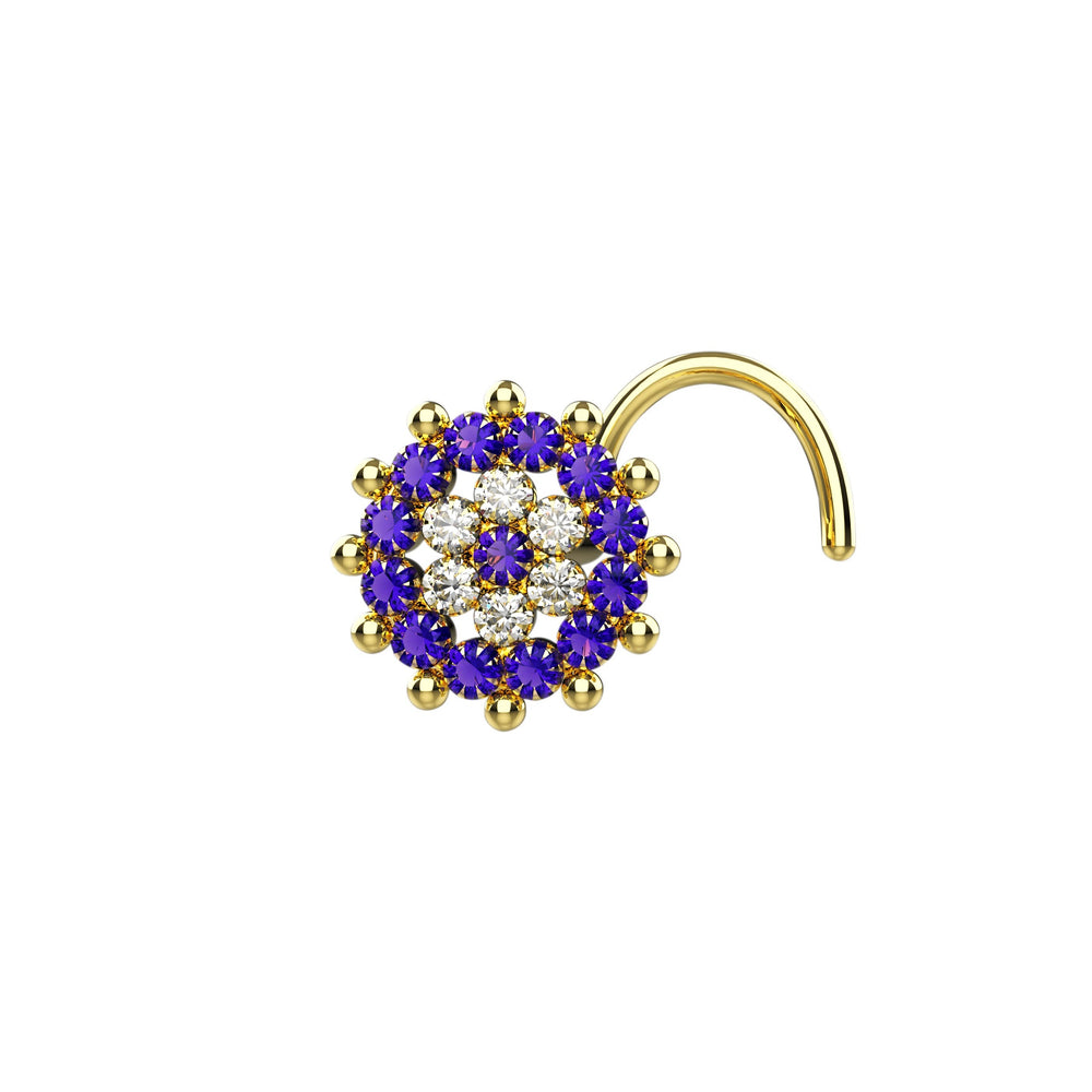 amethyst gold nose stud pin