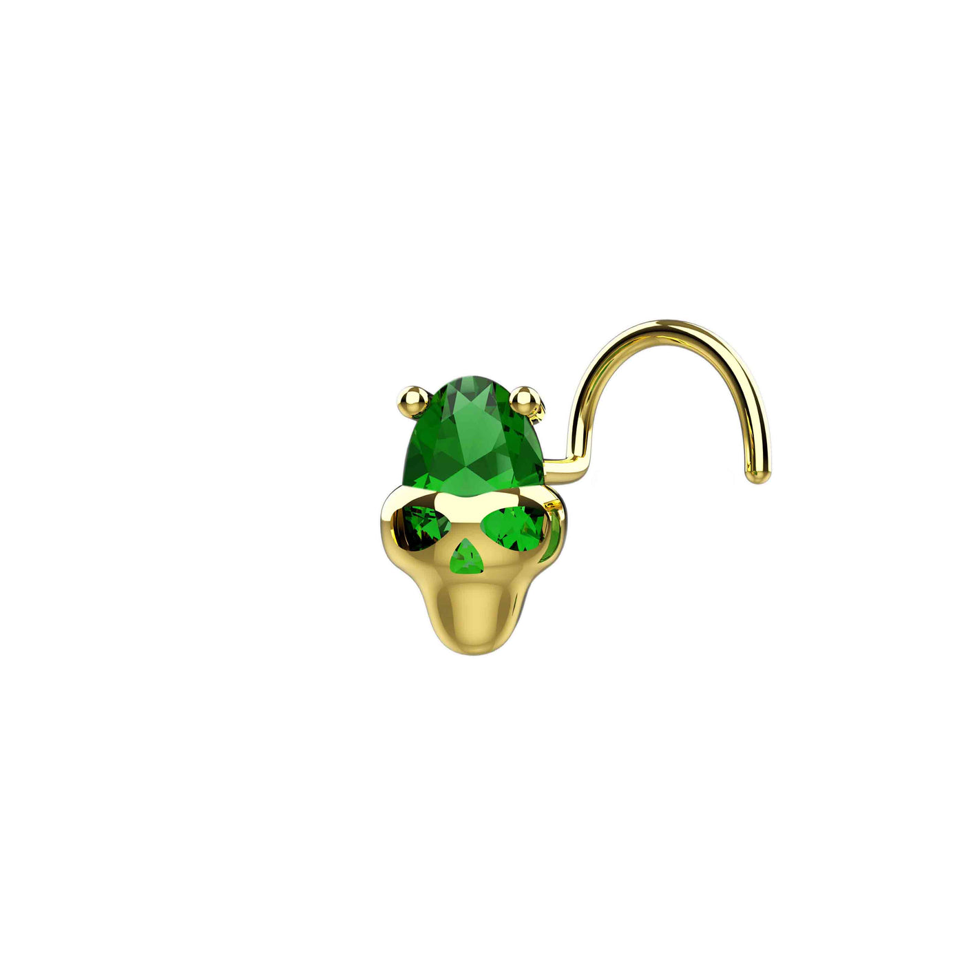 Emerald Skull Nose Stud