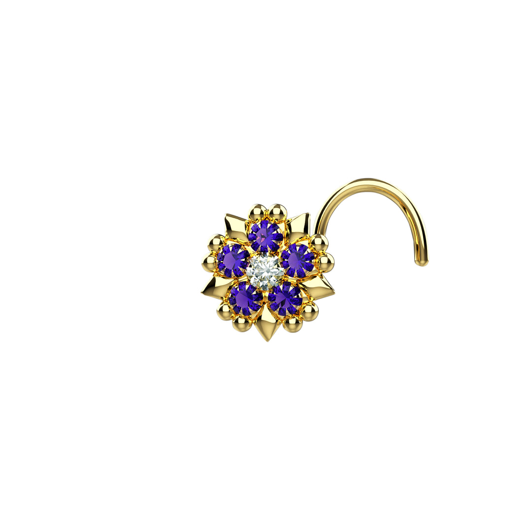 amethyst gemstone nose ring