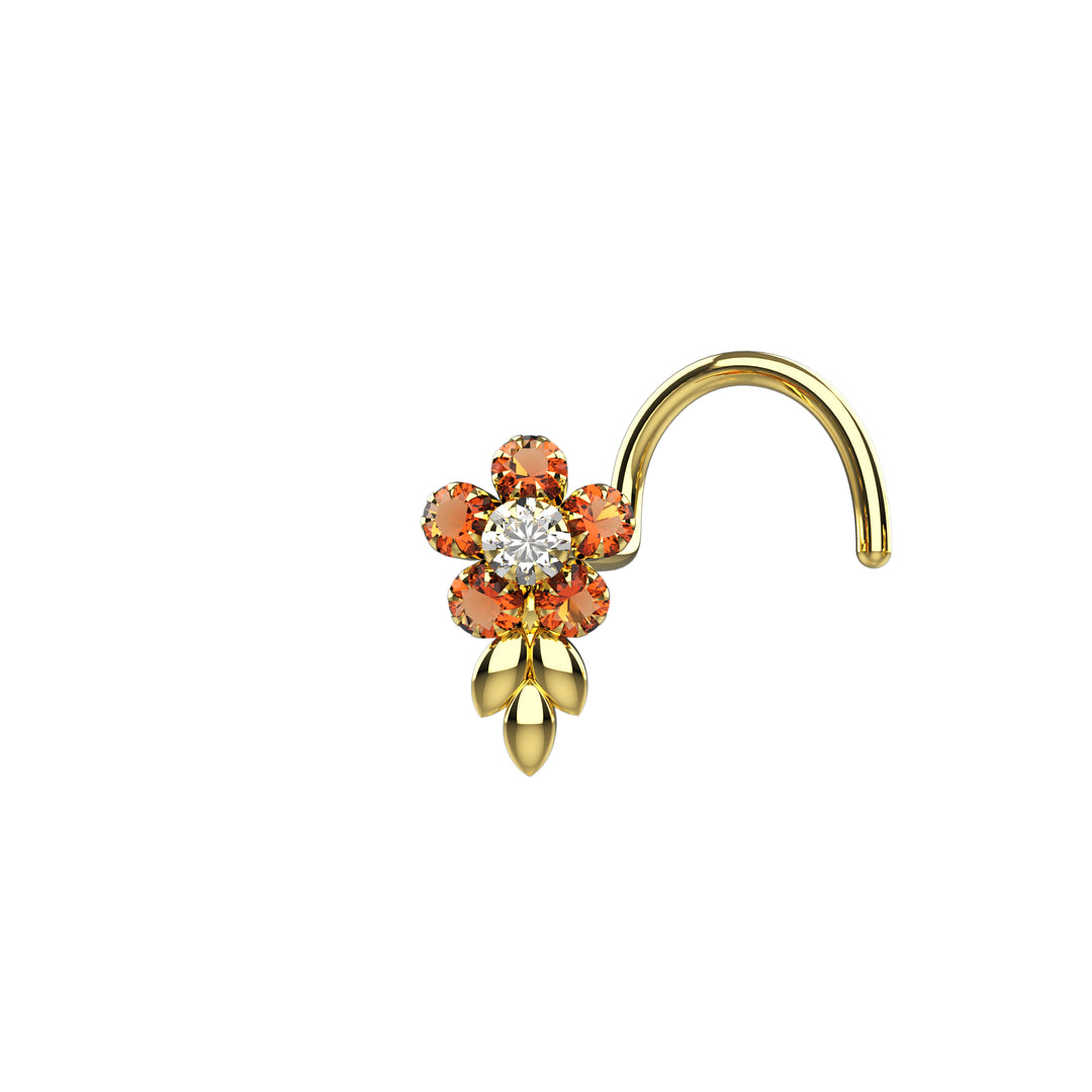 orange carnelian gemstone nose studs