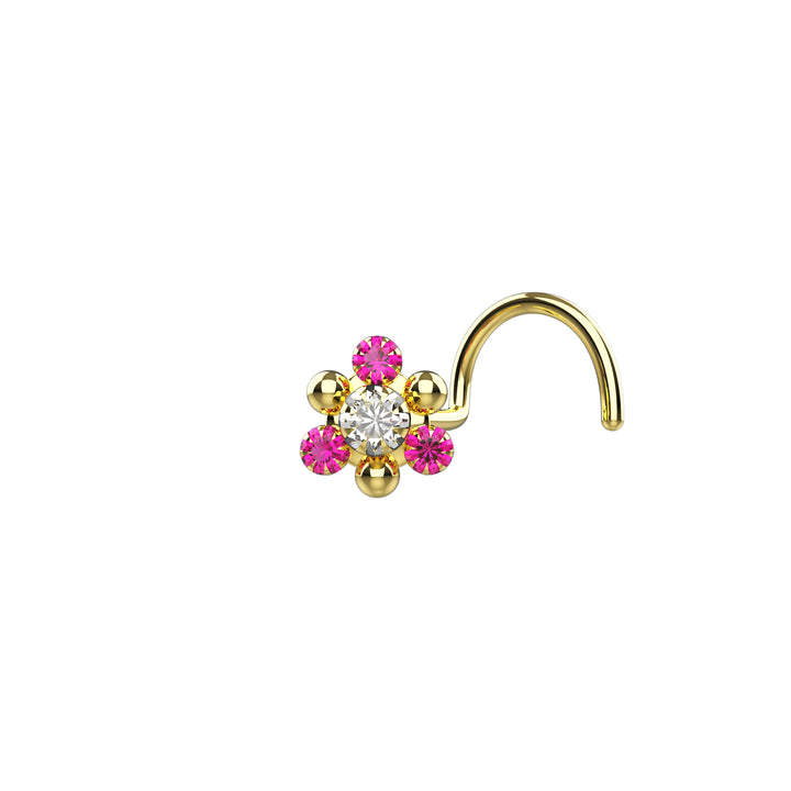 ruby pink gems nose studs