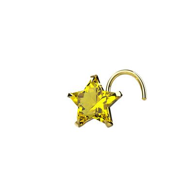 4MM Citrine Star Gold Nose Stud