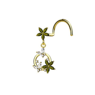 Fluttering Butterfly Gold Nose Ring 