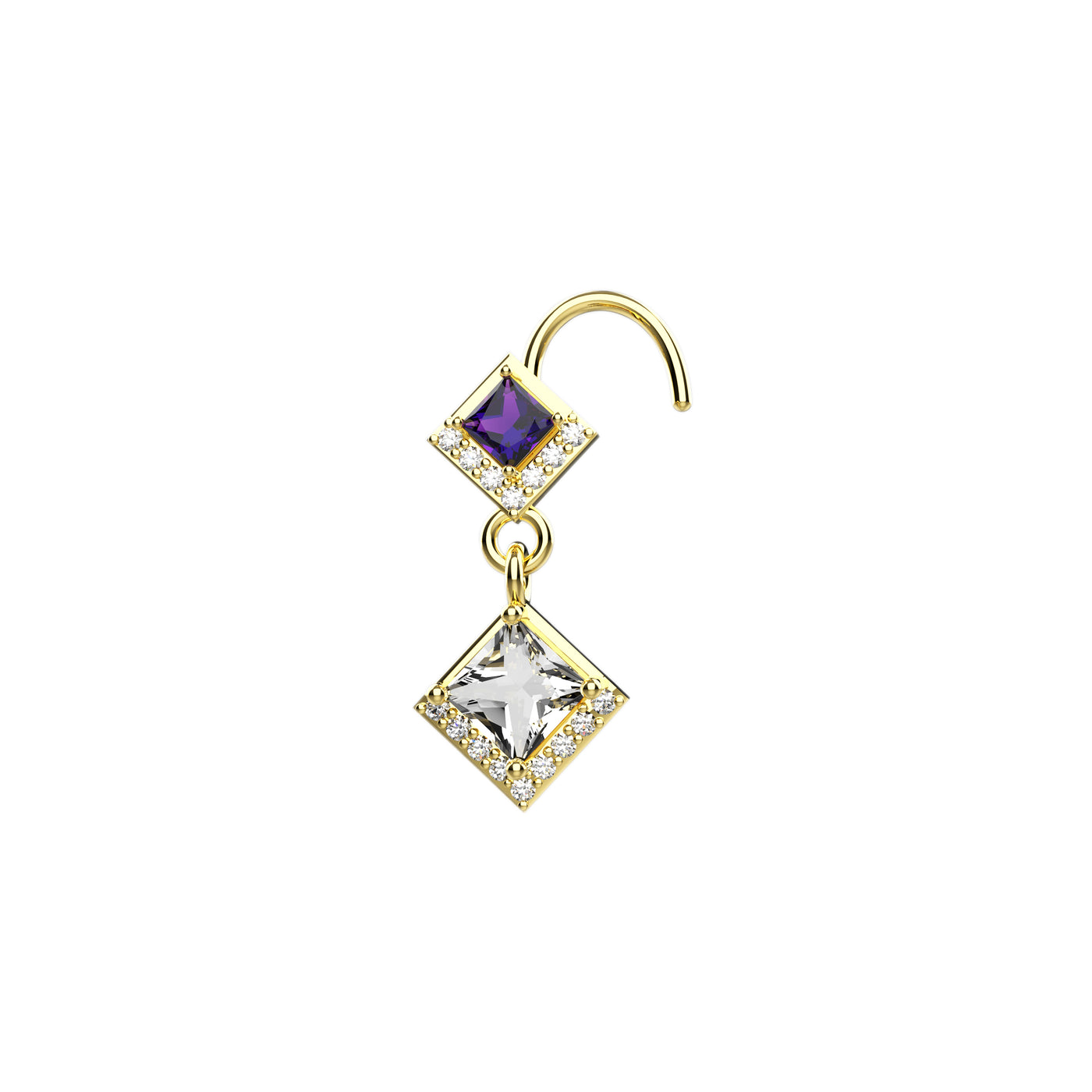 gold amethyst nose ring