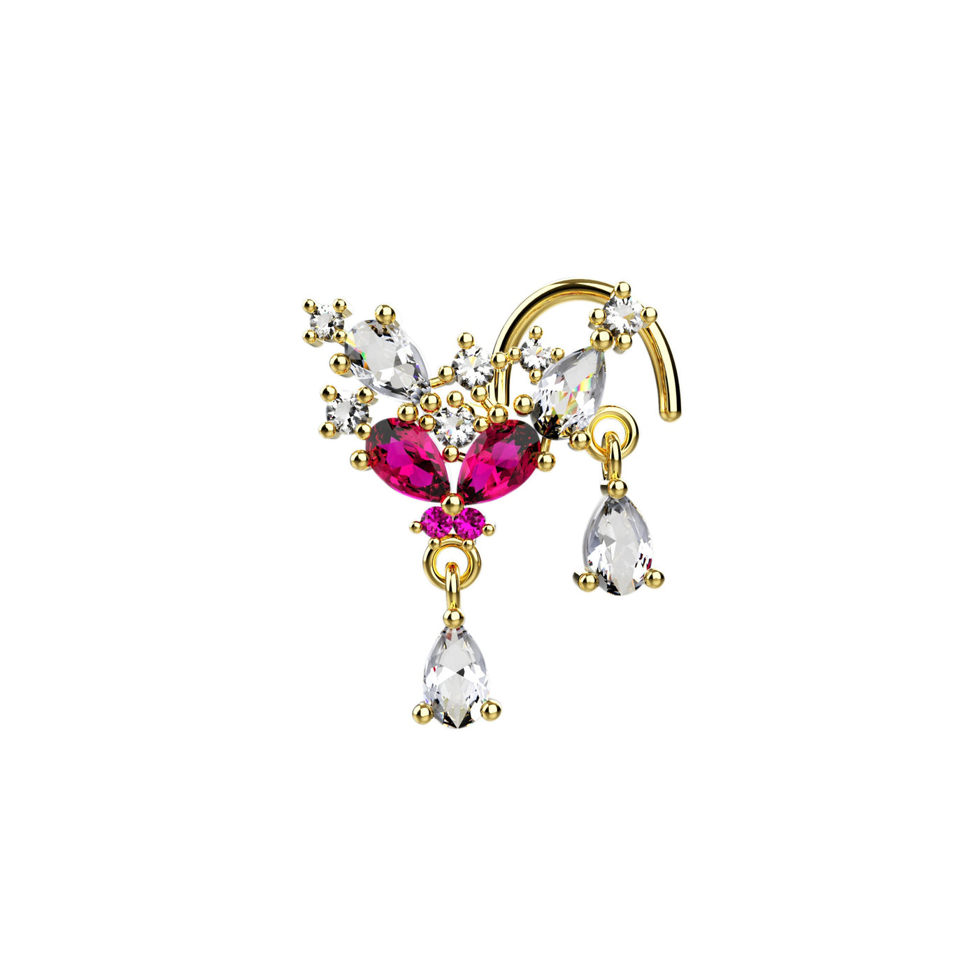 ruby clear diamond nose ring