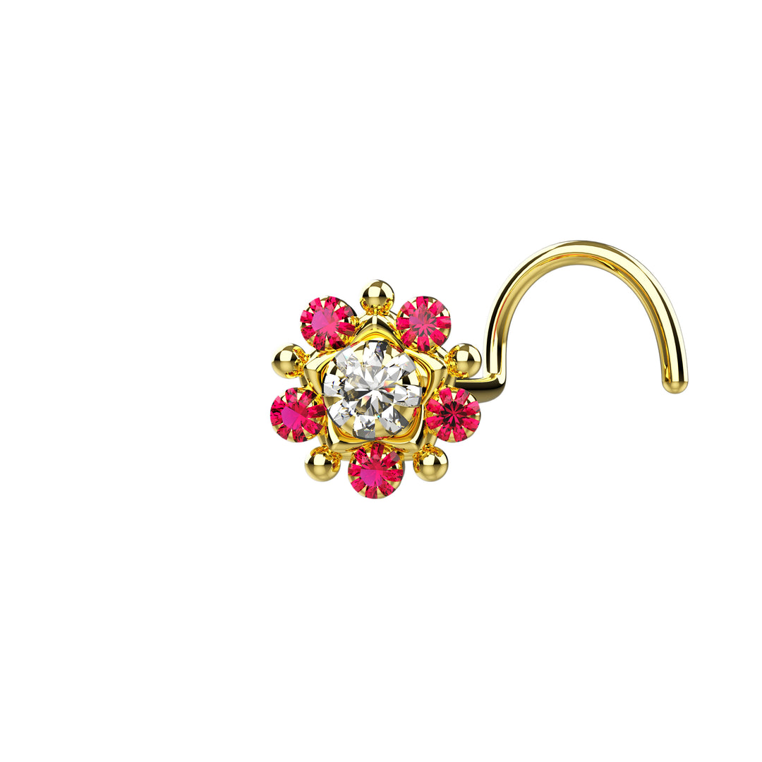 hot pink sapphire nose stud