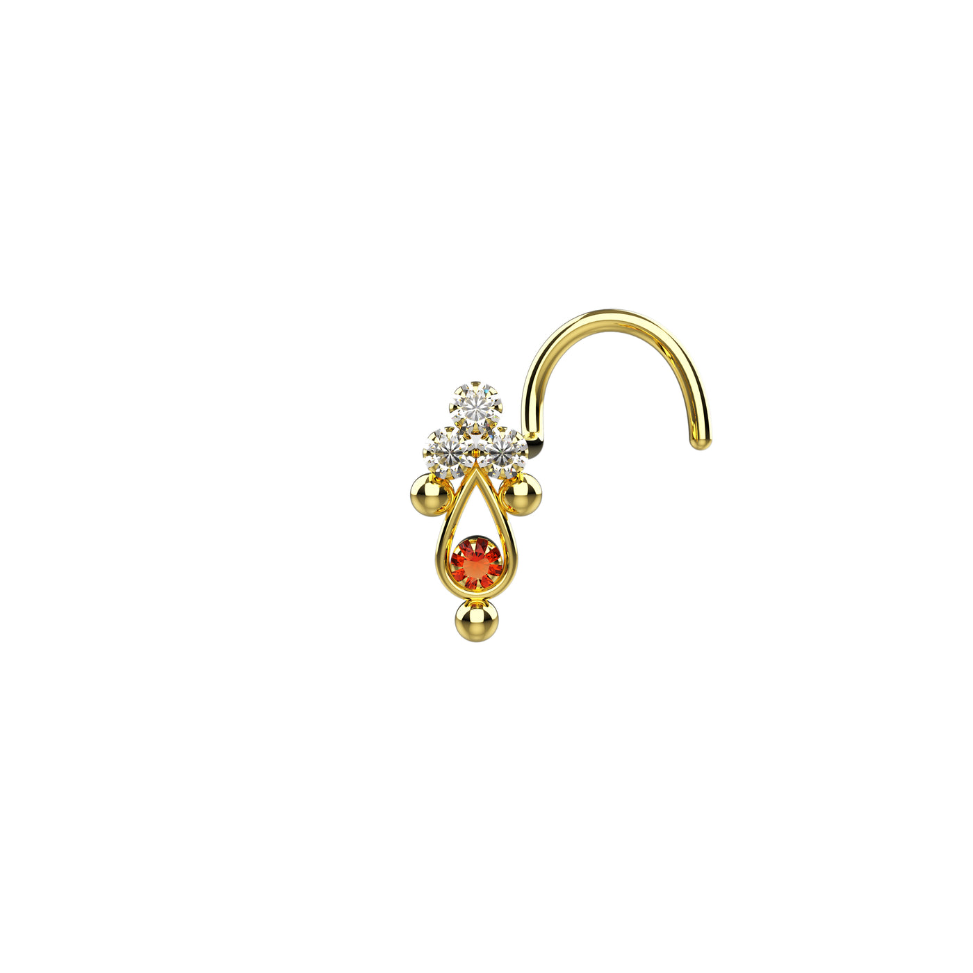 Flower Pot Beaded End Ethnic Nose Pin